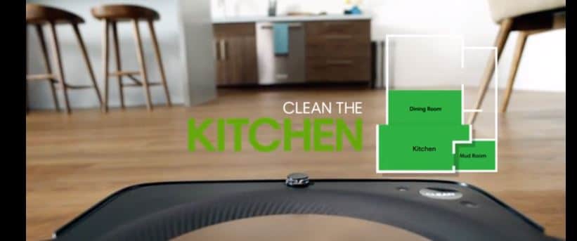 The machine can respond to voice commands of the user to clean a specific room. Image via iRobot